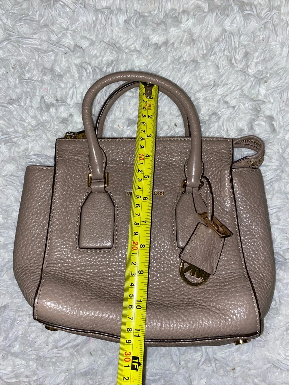 Michael Kors tan Pebbled Leather Satchel Bag purse